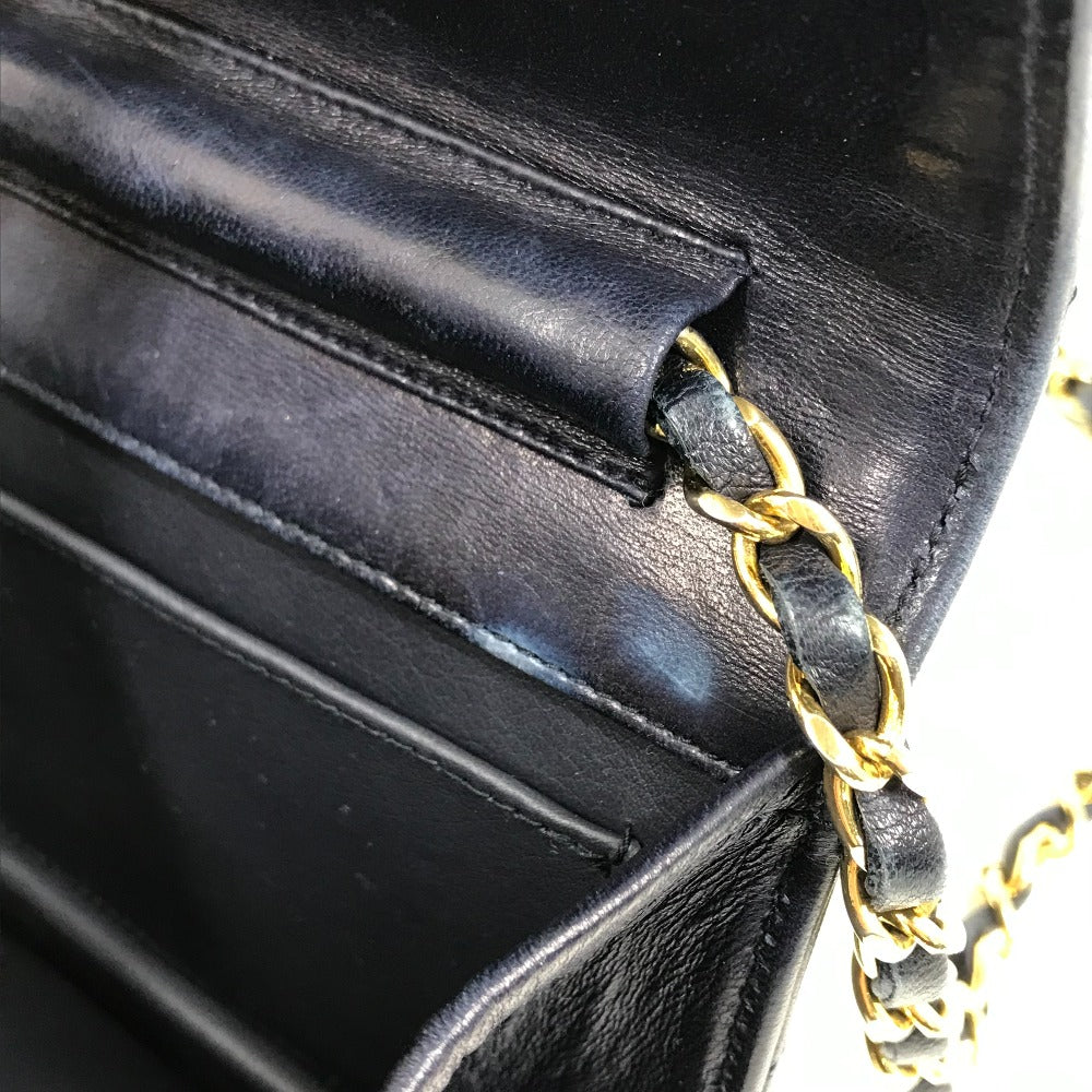 CHANEL CC Coco Mark Matelasse/Shoulder Bag, Chain Shoulder Bag, Lambskin, Women's, Navy