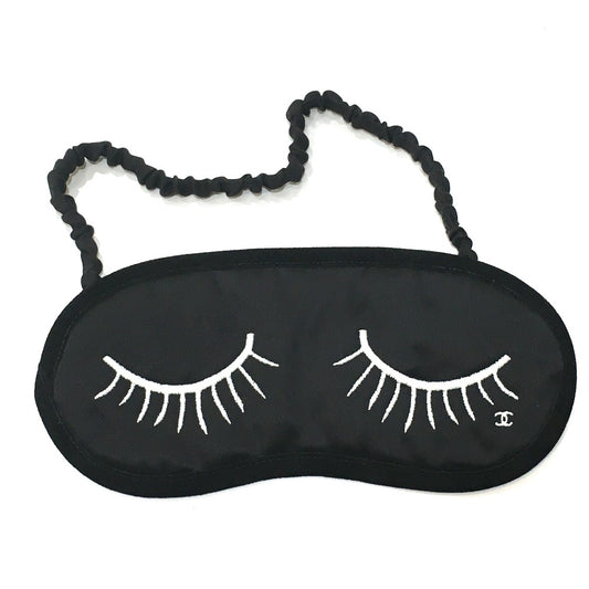 CHANEL CCココマーク アイマスク&ポーチ 2点セット シルク ユニセックス ブラック