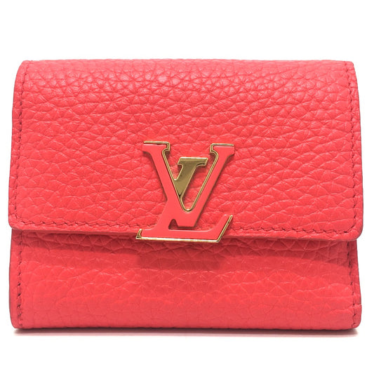 LOUIS VUITTON M69069 日本限定 ポルトフォイユ カプシーヌXS コンパクトウォレット 3つ折り財布 トリヨンレザー レディース コーラルタヒチ レッド