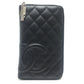CHANEL A26710 カンボンライン オーガナイザー ラウンドファスナー 長財布 カーフレザー レディース ブラック×ピンク