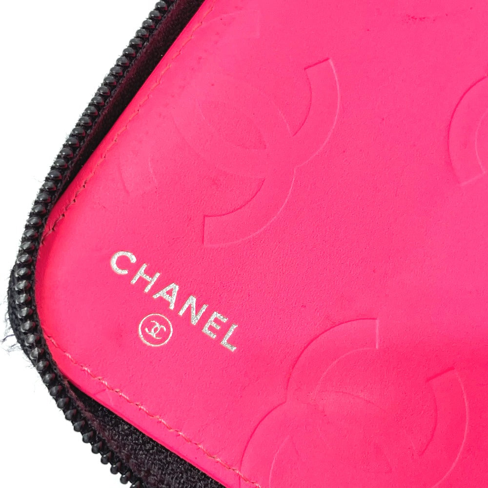 CHANEL A26710 カンボンライン オーガナイザー ラウンドファスナー 長財布 カーフレザー レディース ブラック×ピンク