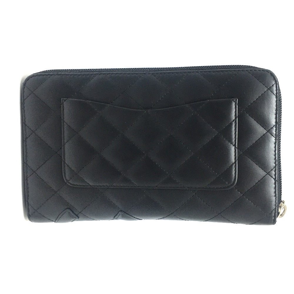 CHANEL A26710 カンボンライン オーガナイザー ラウンドファスナー 長財布 カーフレザー レディース ブラック×ピンク