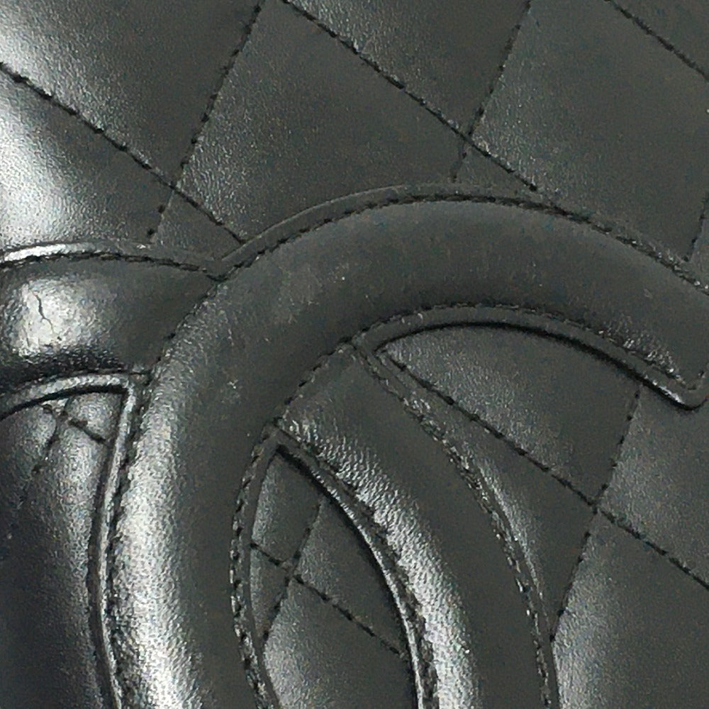 CHANEL A26710 カンボンライン オーガナイザー ラウンドファスナー 長財布 カーフレザー レディース ブラック×ピンク