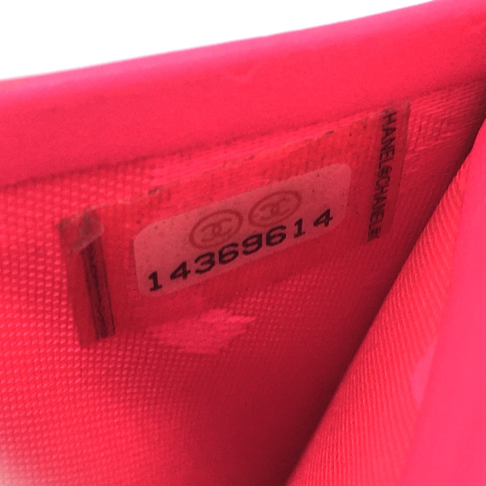 CHANEL A26710 カンボンライン オーガナイザー ラウンドファスナー 長財布 カーフレザー レディース ブラック×ピンク