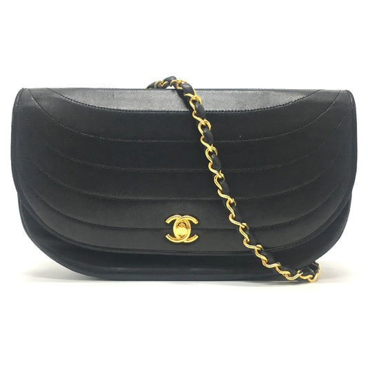 CHANEL CCココマーク ポシェット カバン チェーンバッグ ショルダーバッグ ラムスキン レディース ブラック