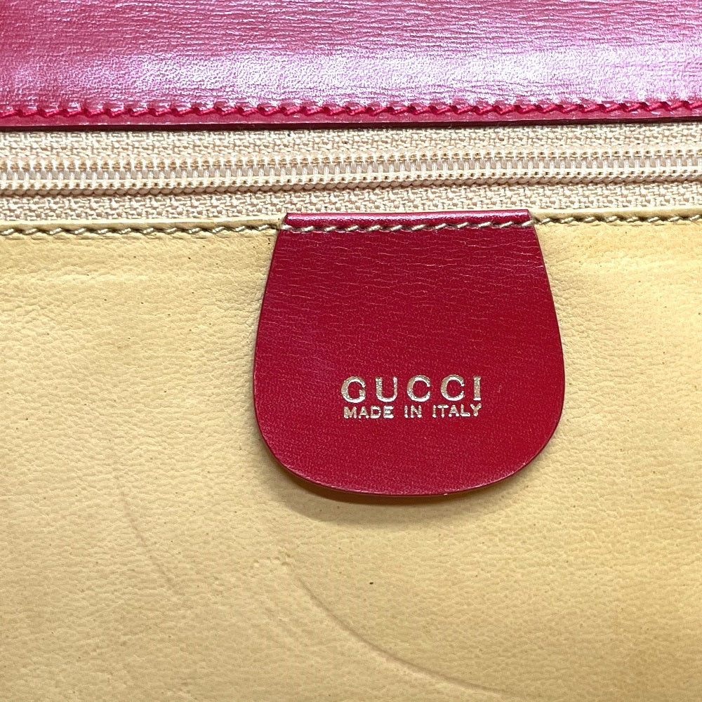 GUCCI 004-01-0476 Vintage Old Gucci Bag, 2-Way Clutch/Shoulder Bag, Leather, Women's, Red and Gold Hardware