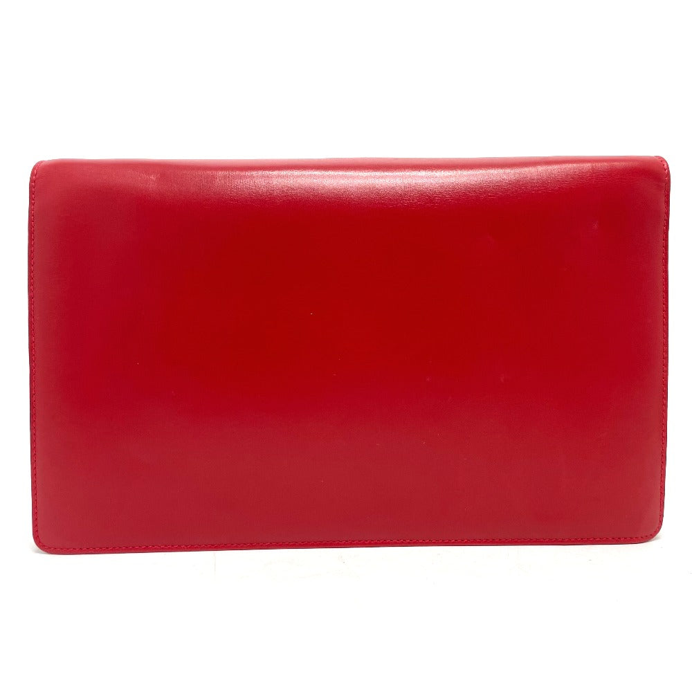 GUCCI 004-01-0476 Vintage Old Gucci Bag, 2-Way Clutch/Shoulder Bag, Leather, Women's, Red and Gold Hardware