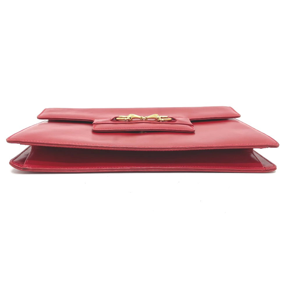 GUCCI 004-01-0476 Vintage Old Gucci Bag, 2-Way Clutch/Shoulder Bag, Leather, Women's, Red and Gold Hardware