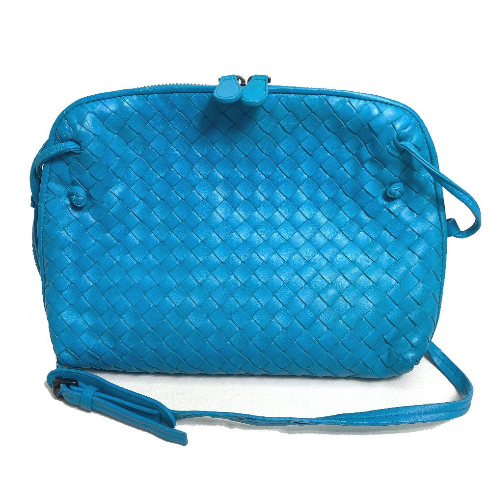 BOTTEGA VENETA 245354 イントレチャート ノディーニ カバン ポシェット ショルダーバッグ ラムレザー レディース ブルー