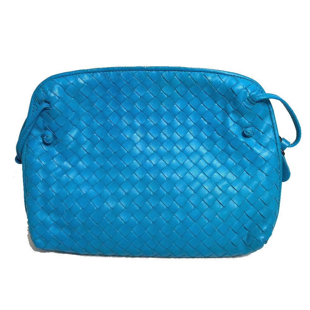 BOTTEGA VENETA 245354 イントレチャート ノディーニ カバン ポシェット ショルダーバッグ ラムレザー レディース ブルー