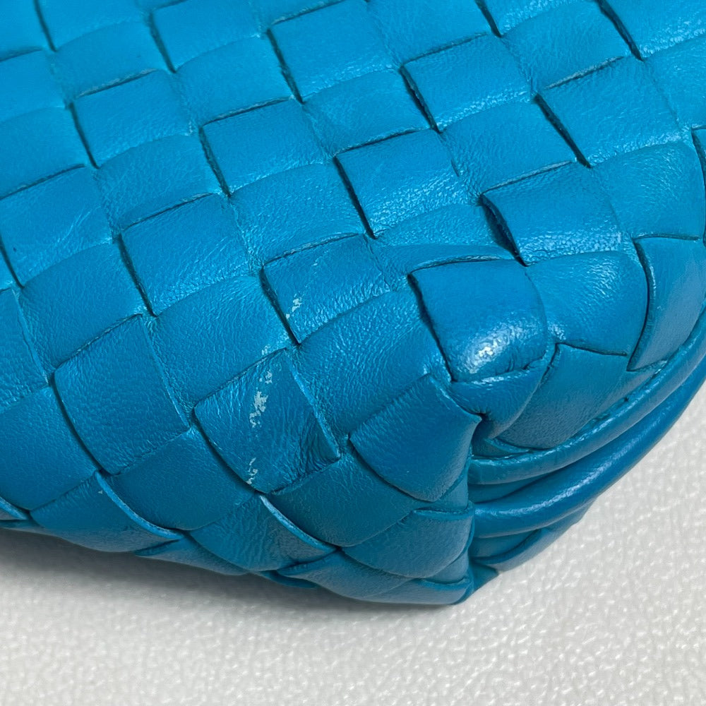 BOTTEGA VENETA 245354 イントレチャート ノディーニ カバン ポシェット ショルダーバッグ ラムレザー レディース ブルー