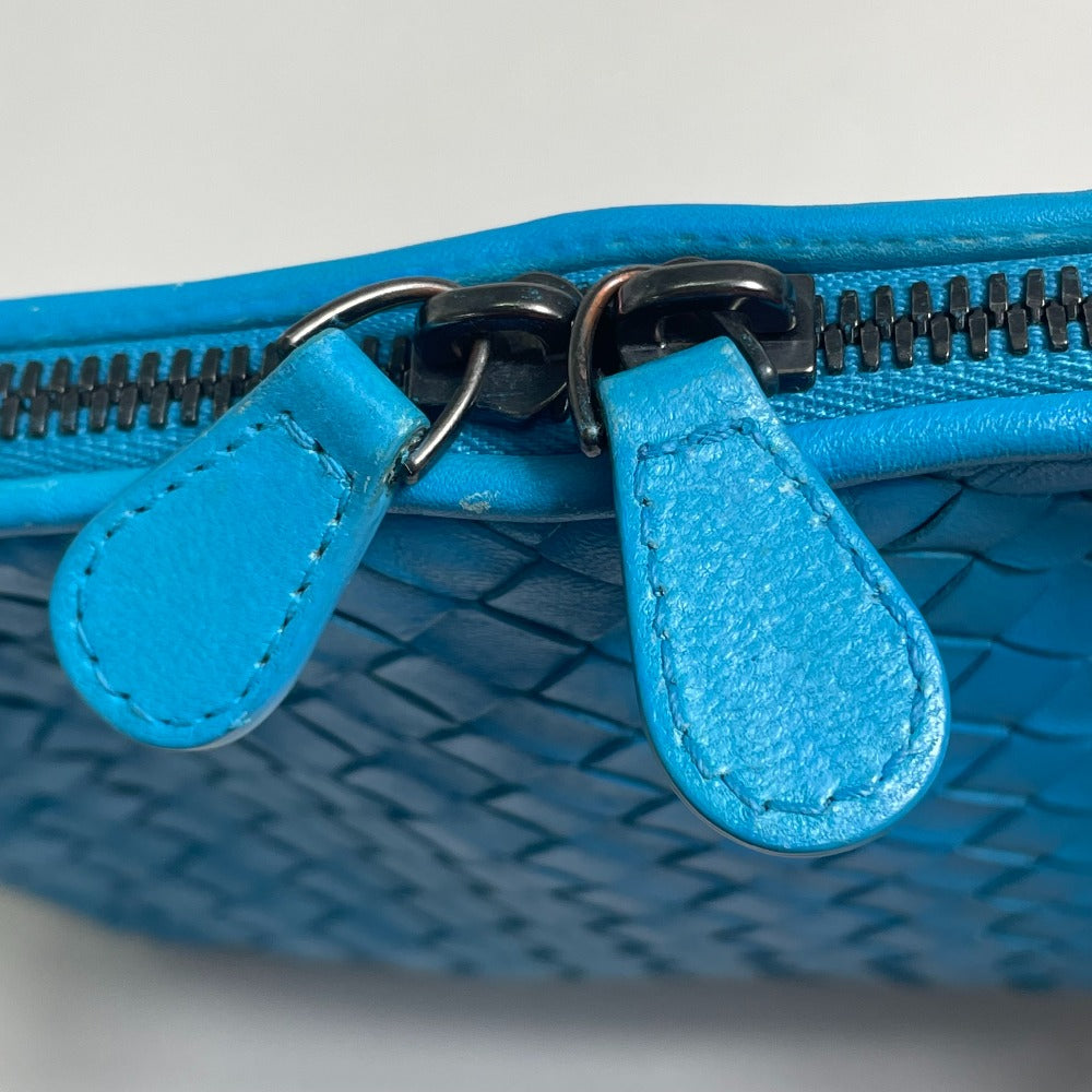 BOTTEGA VENETA 245354 イントレチャート ノディーニ カバン ポシェット ショルダーバッグ ラムレザー レディース ブルー