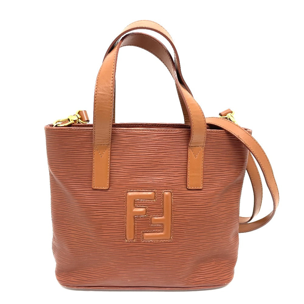 FENDI FF logo bag, 2-way shoulder bag, crossbody bag, handbag, leather, women's, brown