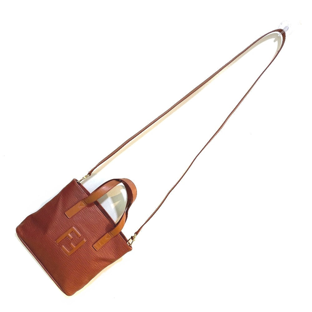 FENDI FF logo bag, 2-way shoulder bag, crossbody bag, handbag, leather, women's, brown