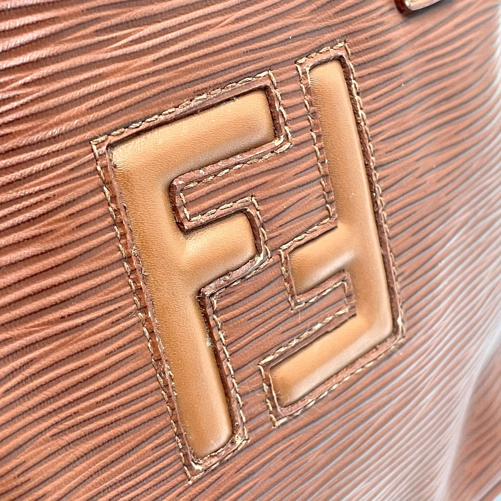 FENDI FF logo bag, 2-way shoulder bag, crossbody bag, handbag, leather, women's, brown