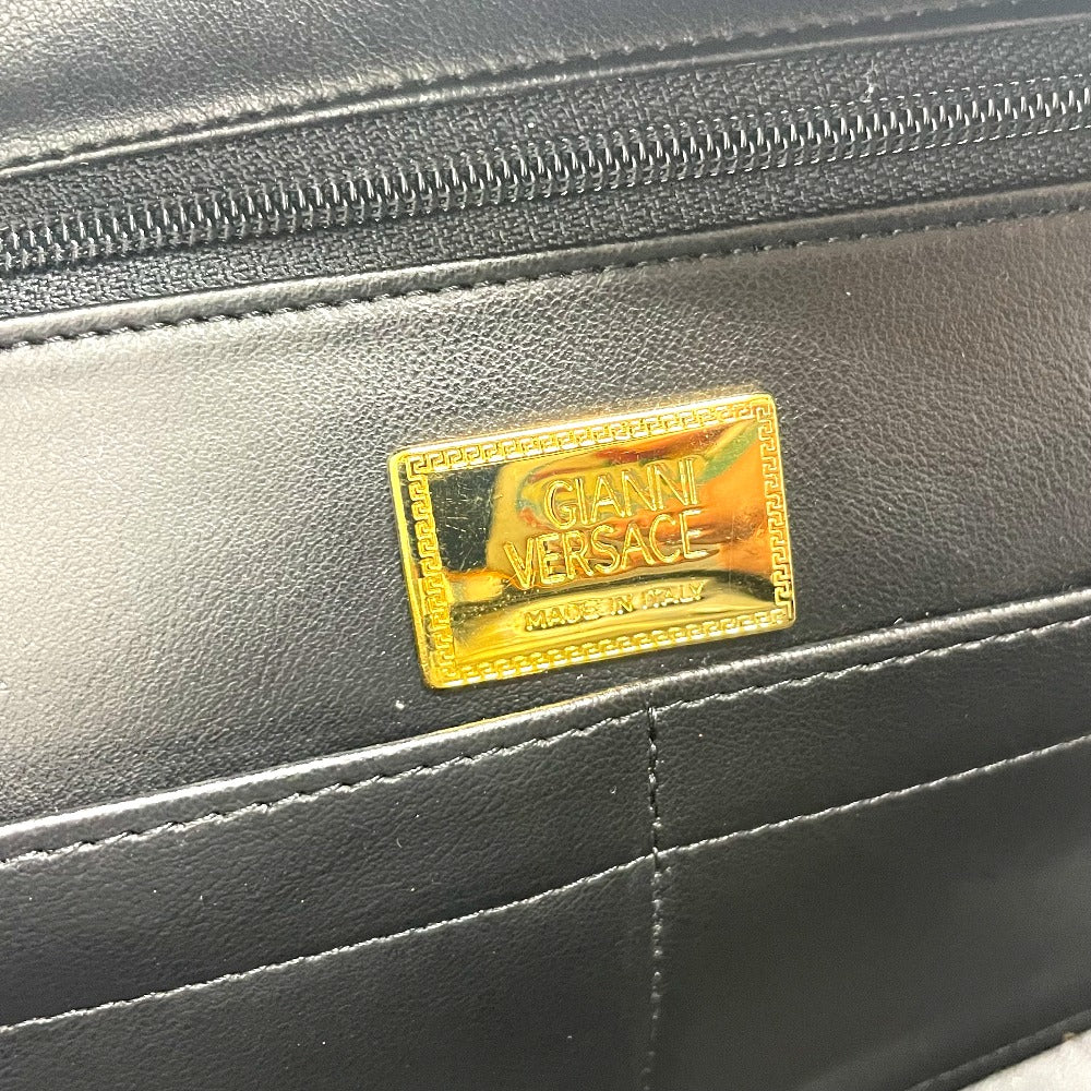 VERSACE Medusa Logo Vanity Bag, Unisex Leather Handbag, Black with Gold Hardware