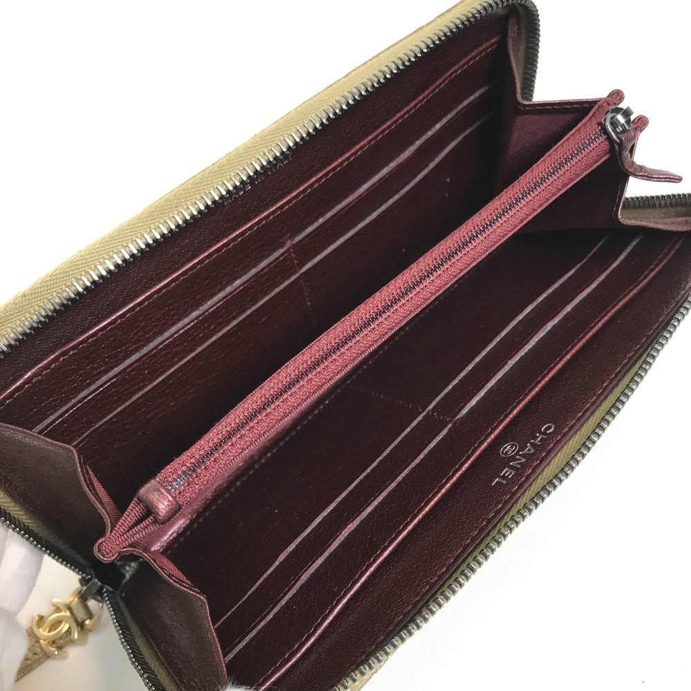 CHANEL Gradient Matelasse Long Wallet with Round Zipper, Lambskin, Women's, Gold and Brown