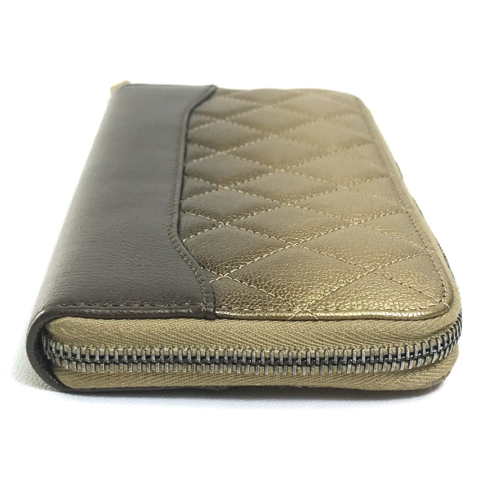 CHANEL Gradient Matelasse Long Wallet with Round Zipper, Lambskin, Women's, Gold and Brown