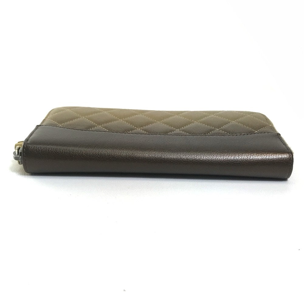 CHANEL Gradient Matelasse Long Wallet with Round Zipper, Lambskin, Women's, Gold and Brown