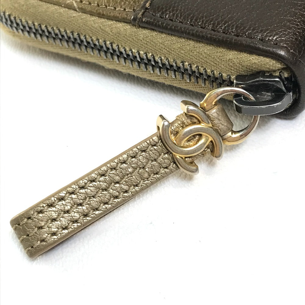 CHANEL Gradient Matelasse Long Wallet with Round Zipper, Lambskin, Women's, Gold and Brown