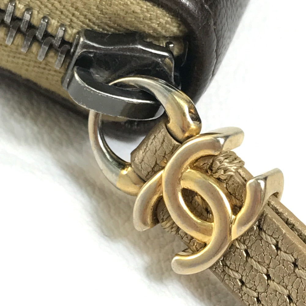 CHANEL Gradient Matelasse Long Wallet with Round Zipper, Lambskin, Women's, Gold and Brown