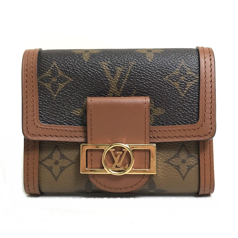LOUIS VUITTON M68725 モノグラム リバース ポルトフォイユ ドーフィーヌ コンパクト ウォレット 3つ折り財布 モノグラムリバースキャンバス レディース ブラウン