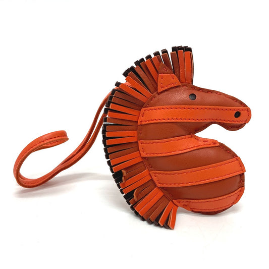 HERMES シマウマ ジージー サバンナ ストラップ バッグチャーム バッグチャーム ラムスキン レディース カーネリアン/ポピー/セリエ オレンジ系