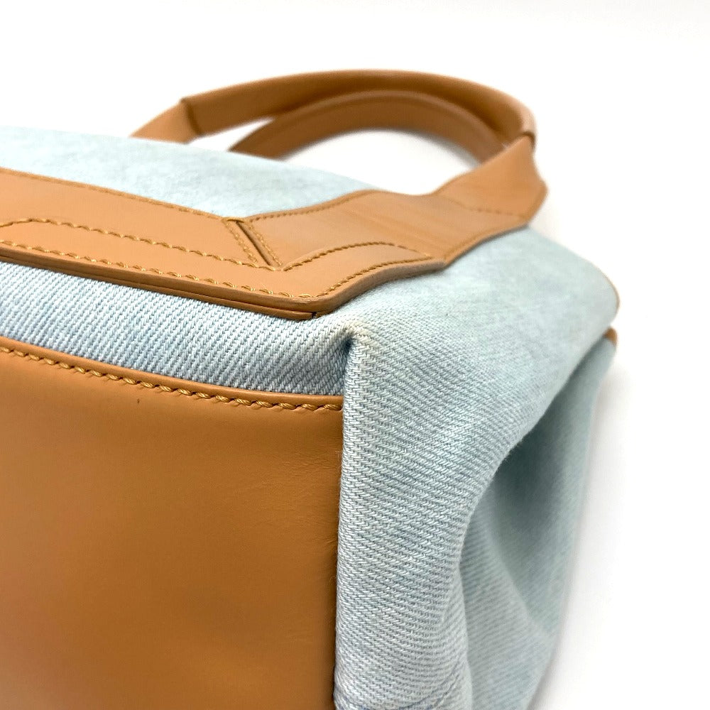 BALENCIAGA 339933 ロゴプリント ネイビーカバスS カバン ハンドバッグ トートバッグ レザー/キャンバス レディース ライトブルー