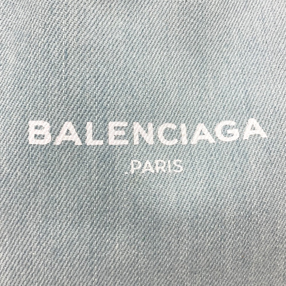 BALENCIAGA 339933 ロゴプリント ネイビーカバスS カバン ハンドバッグ トートバッグ レザー/キャンバス レディース ライトブルー