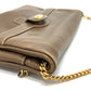 CELINE Vintage Chain Clutch Shoulder Bag with Logo Hardware, Brown Leather, for Women