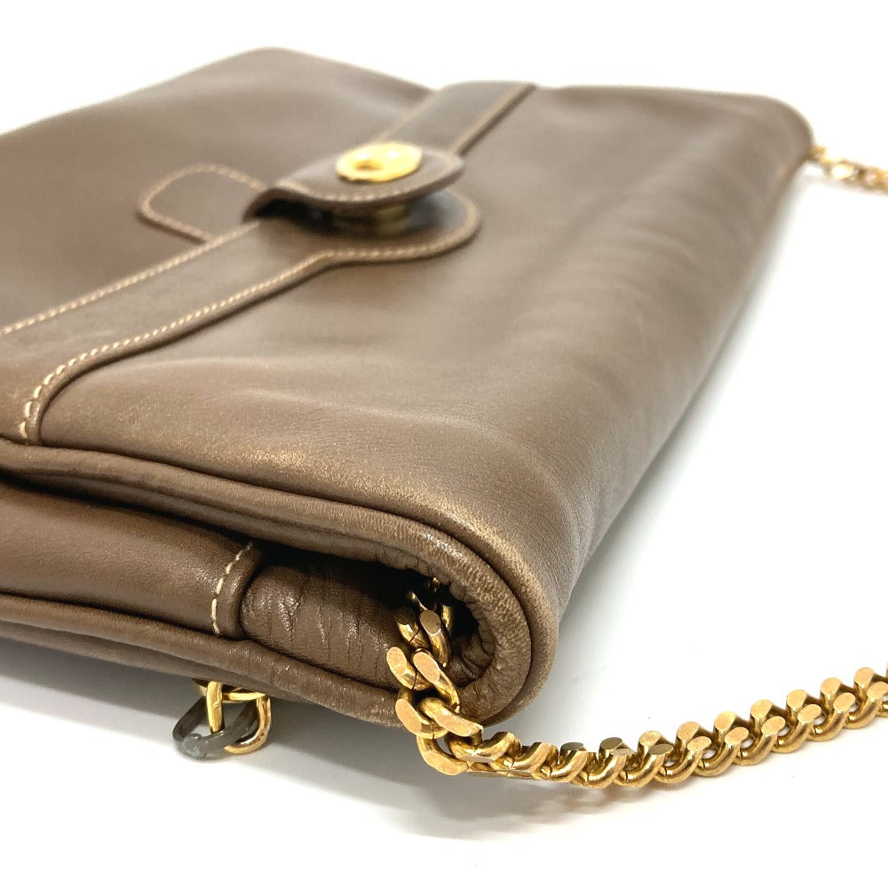 CELINE Vintage Chain Clutch Shoulder Bag with Logo Hardware, Brown Leather, for Women