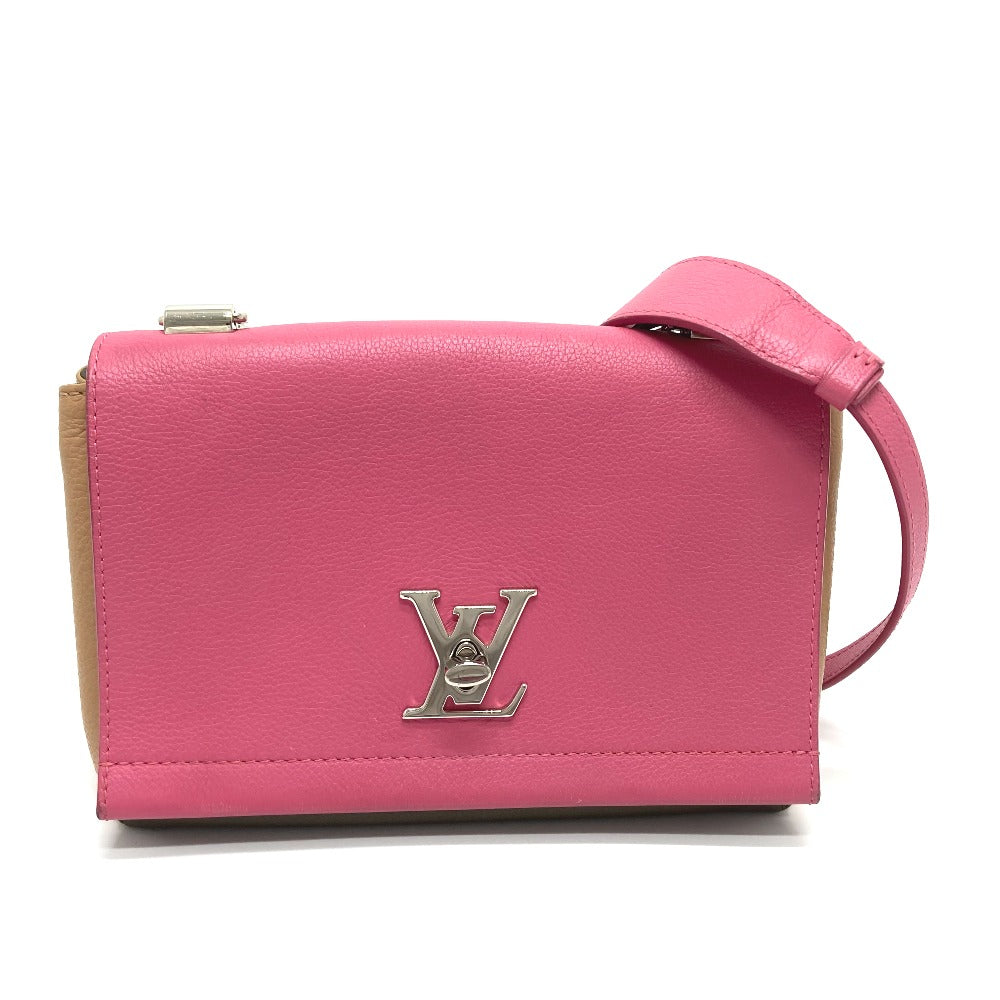 LOUIS VUITTON M54103 Tricolor Lockme 2 BB Bag, 2-Way Handbag/Shoulder Bag, Leather, Women's, Rose Pink, Khaki, and Beige
