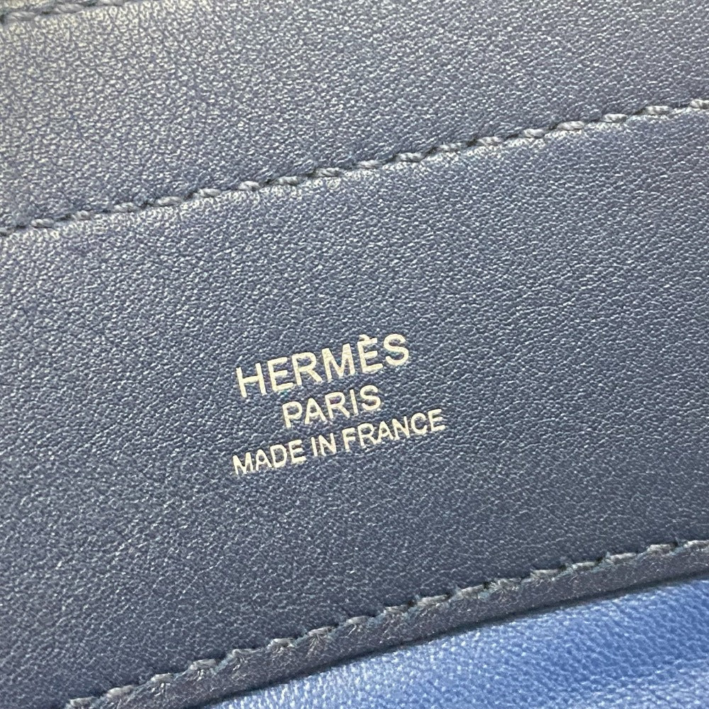 HERMES Leather Aline Mini Pochette Shoulder Bag, Swift, Women's, Blue de Malte, Blue