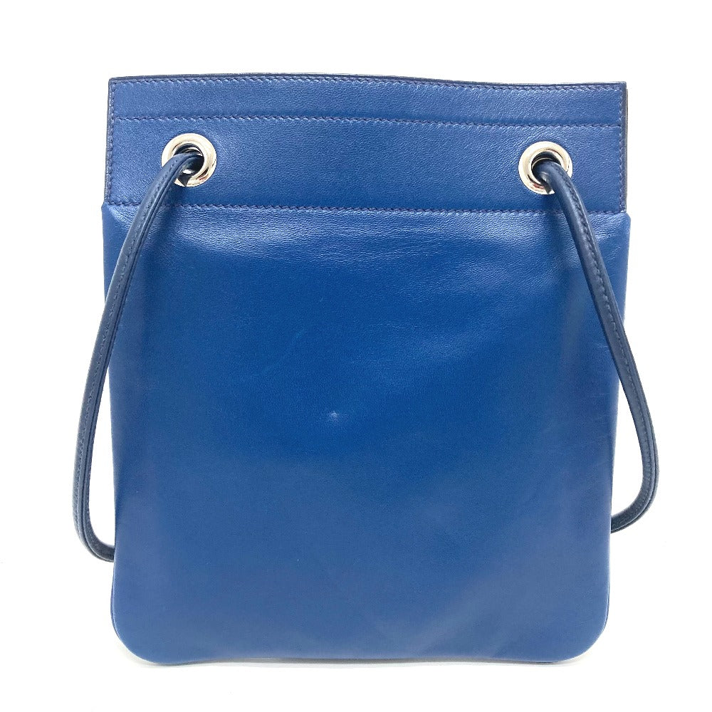 HERMES Leather Aline Mini Pochette Shoulder Bag, Swift, Women's, Blue de Malte, Blue