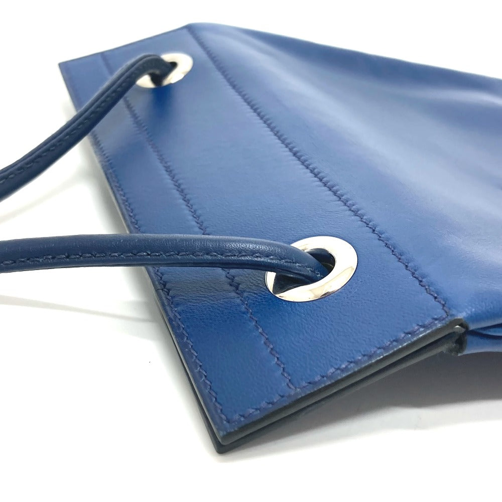 HERMES Leather Aline Mini Pochette Shoulder Bag, Swift, Women's, Blue de Malte, Blue
