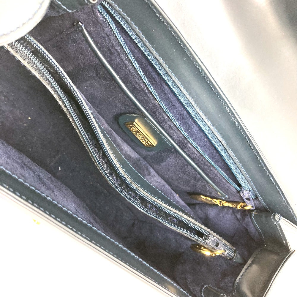 GUCCI 000.109.0121 Turnlock Sideline Handbag, Vintage Leather, Women's, Navy
