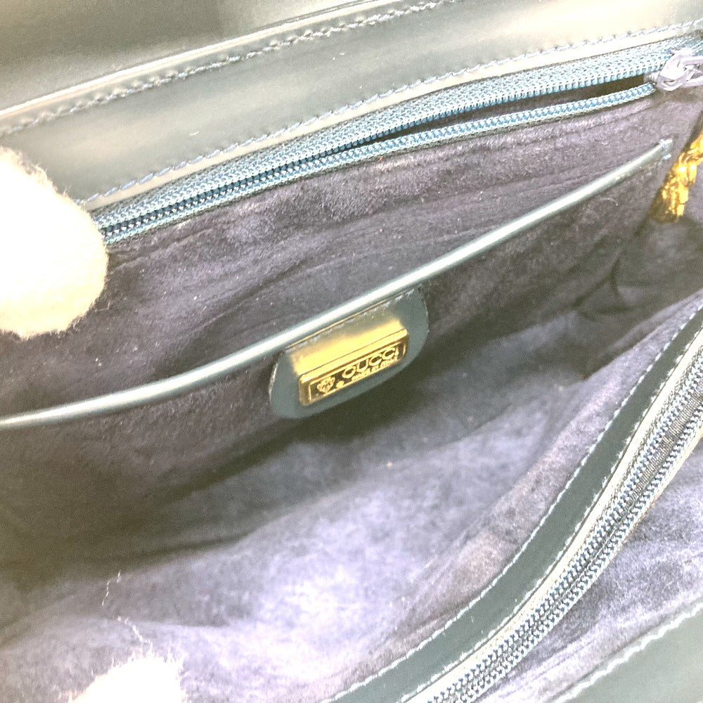 GUCCI 000.109.0121 Turnlock Sideline Handbag, Vintage Leather, Women's, Navy