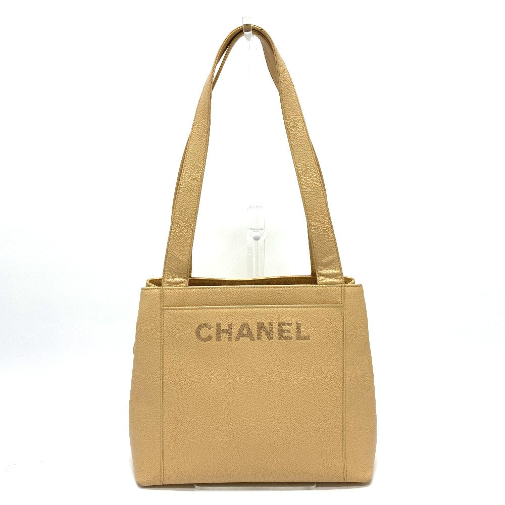 CHANEL ロゴ カバン ショルダーバッグ 肩掛け ファッション小物 トートバッグ キャビアスキン レディース ベージュ
