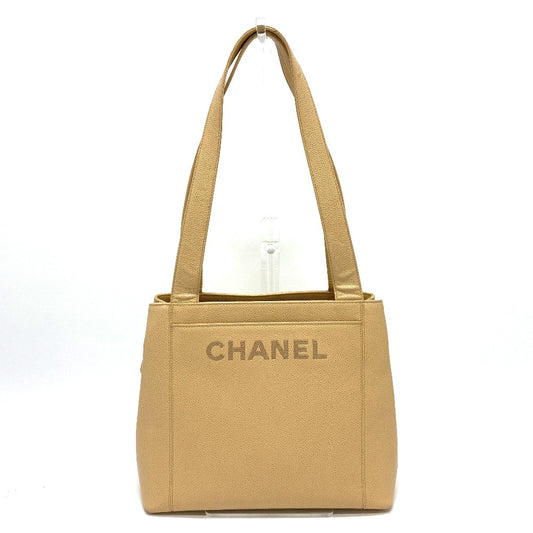 CHANEL ロゴ カバン ショルダーバッグ 肩掛け ファッション小物 トートバッグ キャビアスキン レディース ベージュ