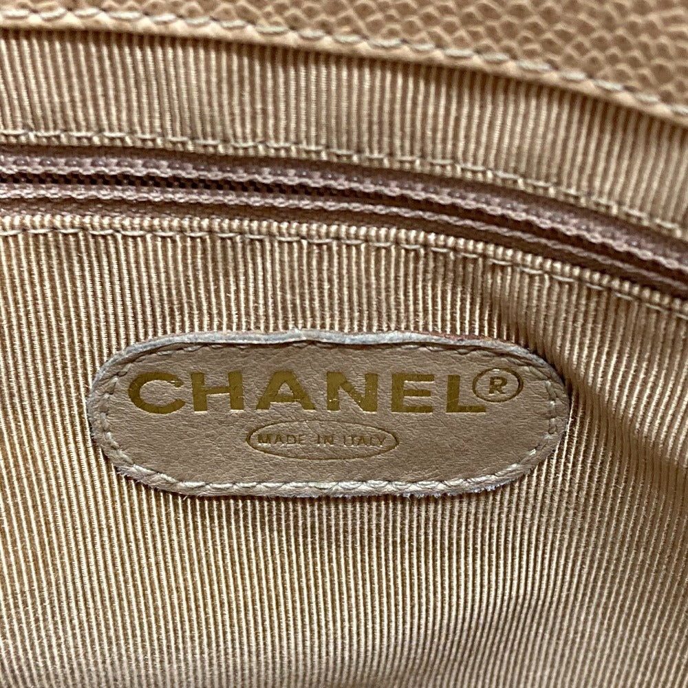 CHANEL ロゴ カバン ショルダーバッグ 肩掛け ファッション小物 トートバッグ キャビアスキン レディース ベージュ