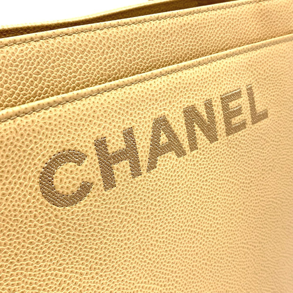 CHANEL ロゴ カバン ショルダーバッグ 肩掛け ファッション小物 トートバッグ キャビアスキン レディース ベージュ