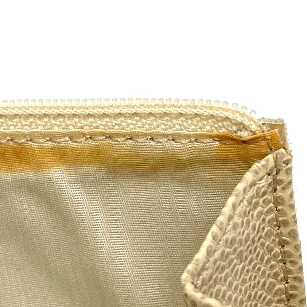 CHANEL A13228 CC Coco Mark Round Zipper Long Wallet in Caviar Leather, Beige