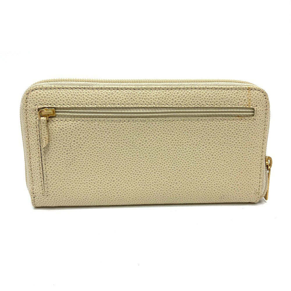 CHANEL A13228 CC Coco Mark Round Zipper Long Wallet in Caviar Leather, Beige