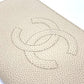 CHANEL A13228 CC Coco Mark Round Zipper Long Wallet in Caviar Leather, Beige