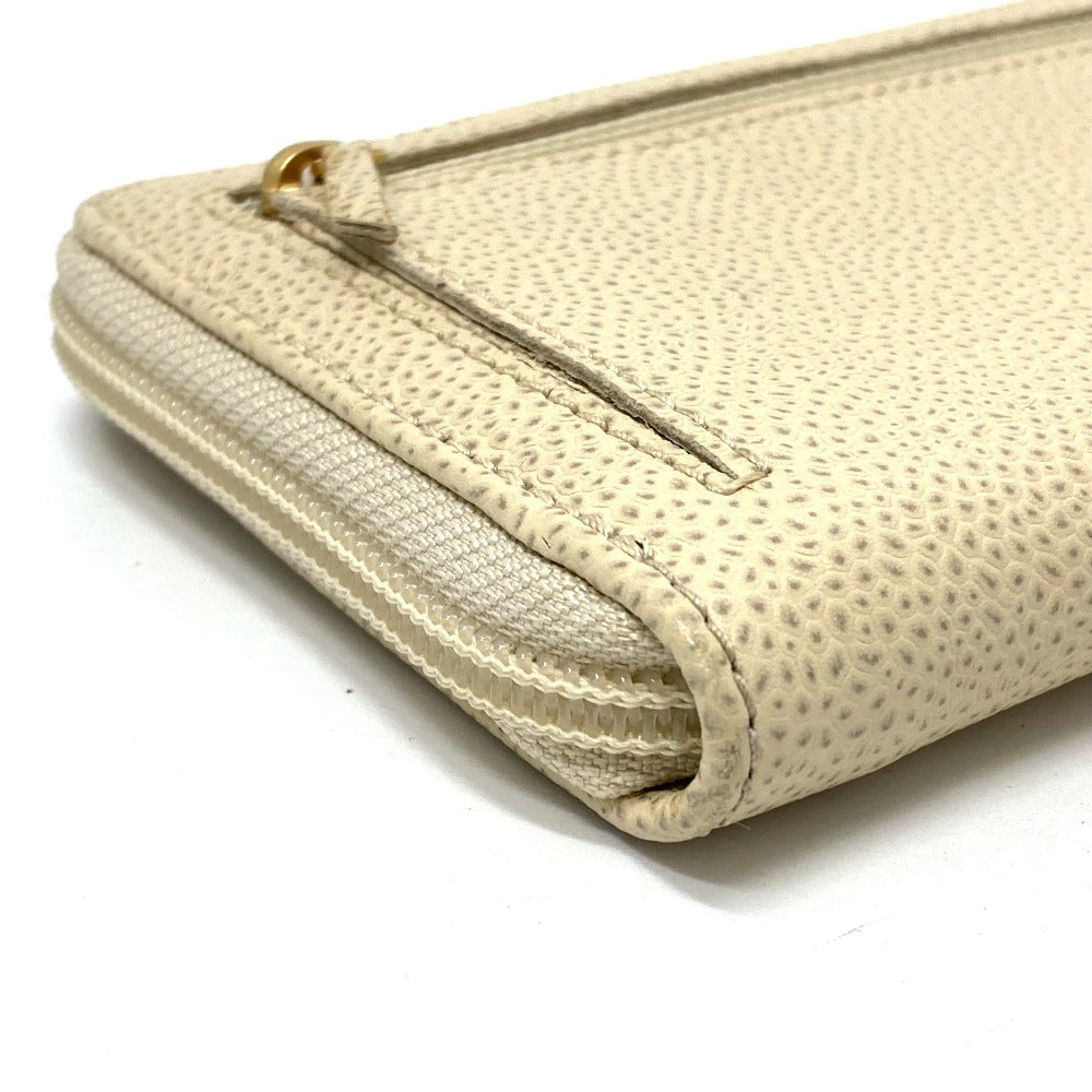 CHANEL A13228 CC Coco Mark Round Zipper Long Wallet in Caviar Leather, Beige