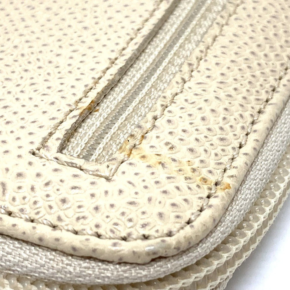 CHANEL A13228 CC Coco Mark Round Zipper Long Wallet in Caviar Leather, Beige