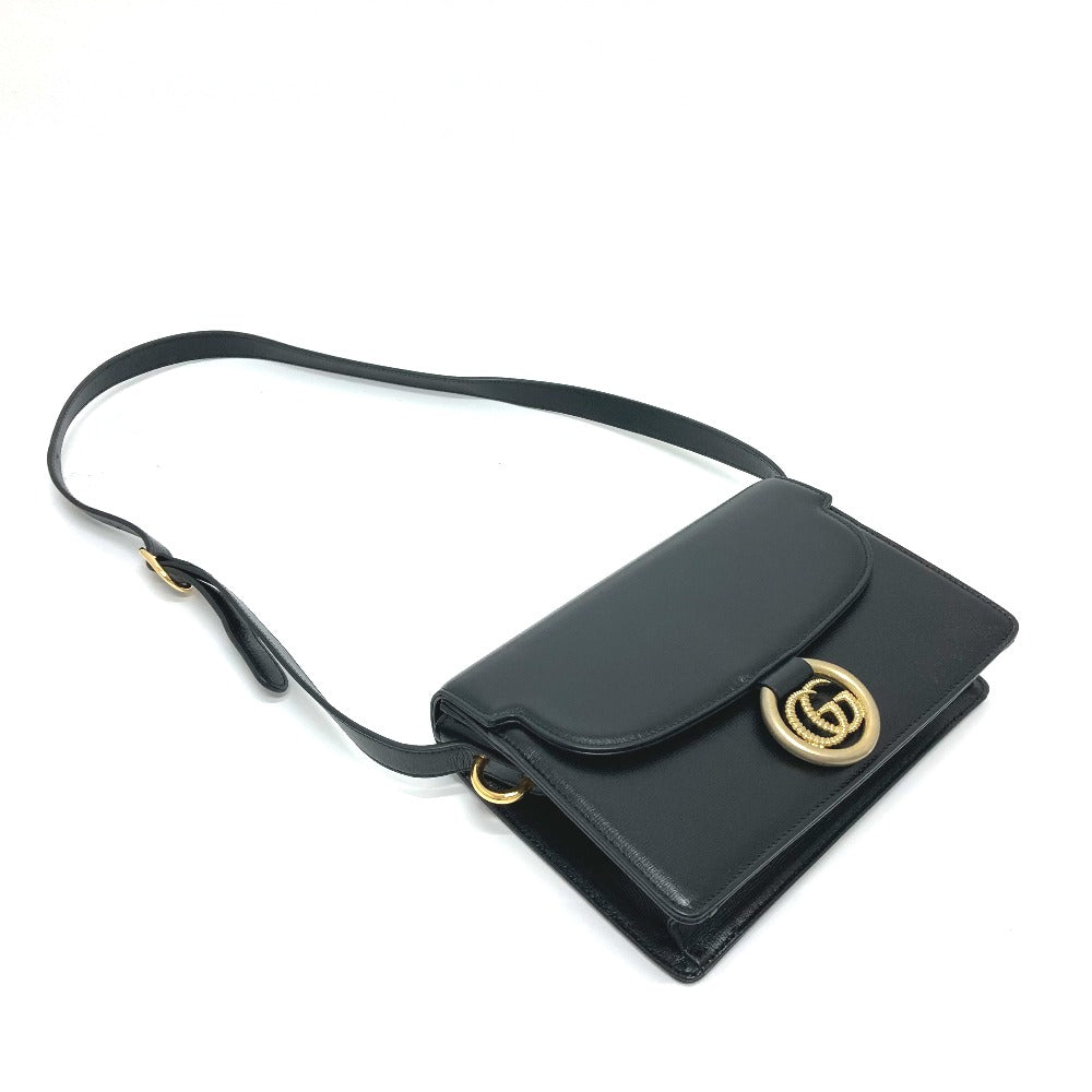 GUCCI 589474 GG Marmont Flap Shoulder Bag in Calf Leather, Black