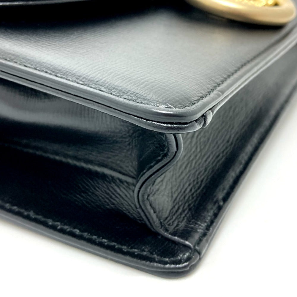 GUCCI 589474 GG Marmont Flap Shoulder Bag in Calf Leather, Black