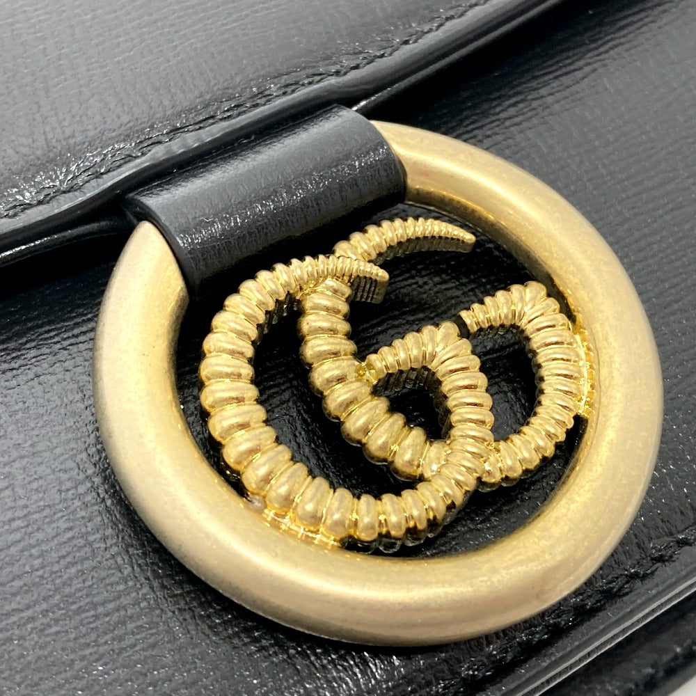 GUCCI 589474 GG Marmont Flap Shoulder Bag in Calf Leather, Black