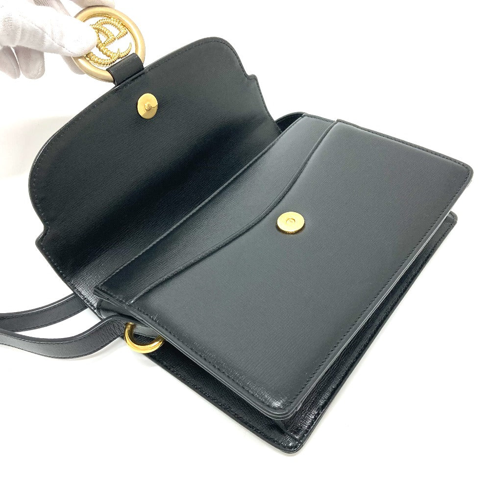 GUCCI 589474 GG Marmont Flap Shoulder Bag in Calf Leather, Black